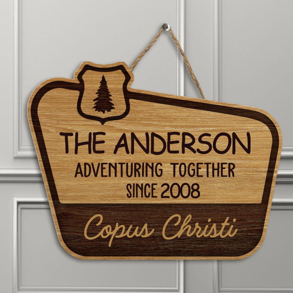 Adventuring Together - Personalized Door Sign, Gift For Camping
