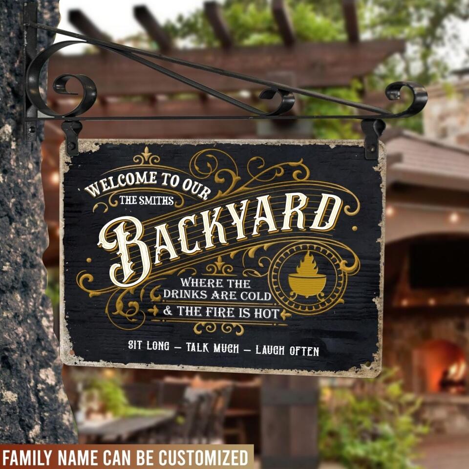 Welcome To Our Backyard - Personalized Custom Classic Metal Signs