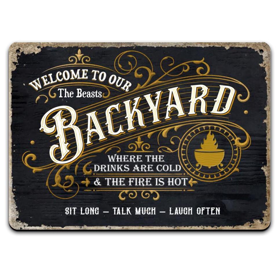 Welcome To Our Backyard - Personalized Custom Classic Metal Signs