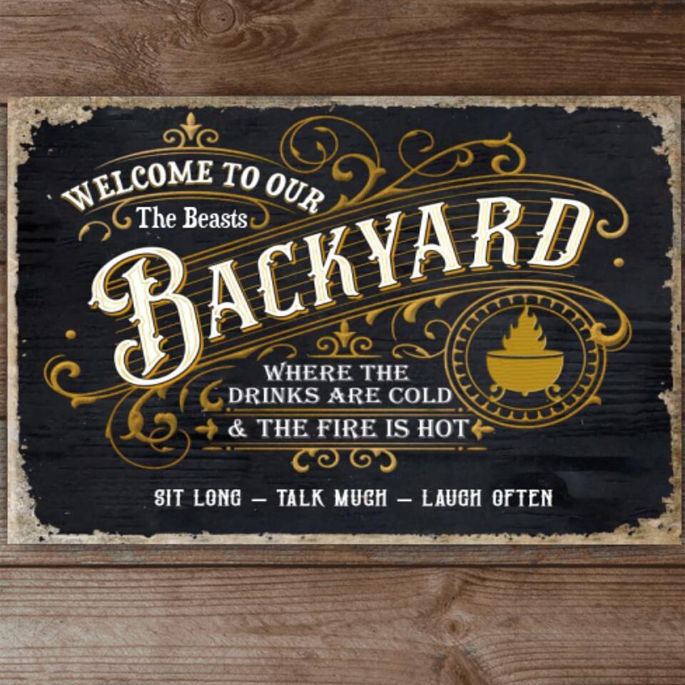 Welcome To Our Backyard - Personalized Custom Classic Metal Signs