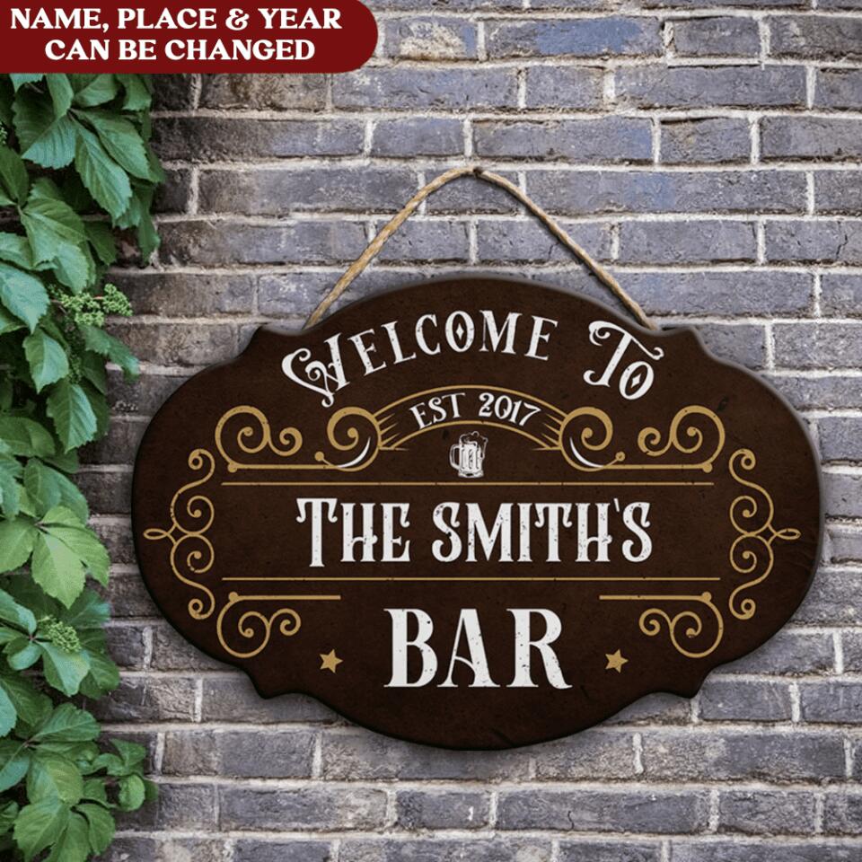 Welcome To Our Home, Gift For Family - Personalized Wooden Sign