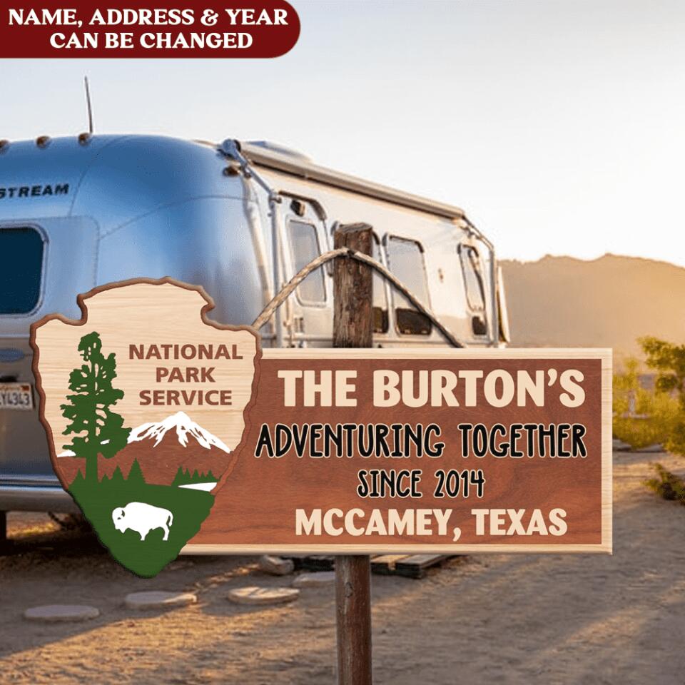 Personalized Wooden Sign, Adventuring Together Gift For Camping Lover