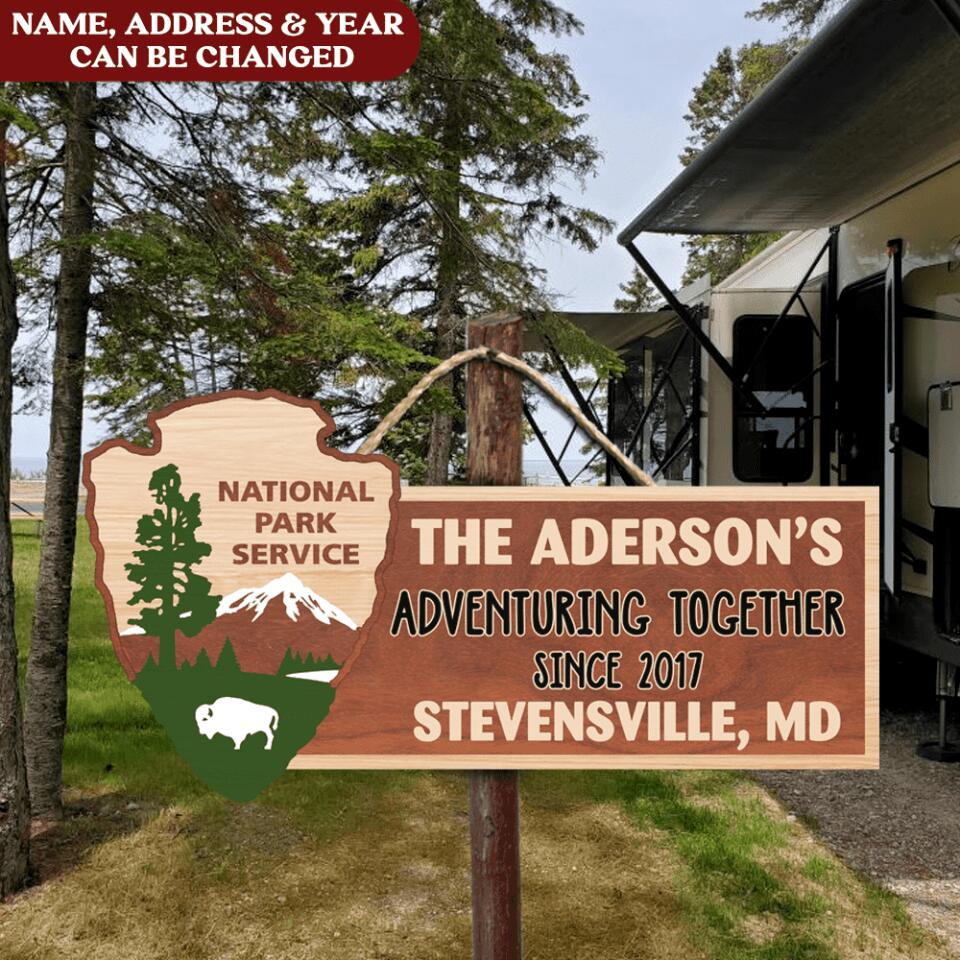 Personalized Wooden Sign, Adventuring Together Gift For Camping Lover