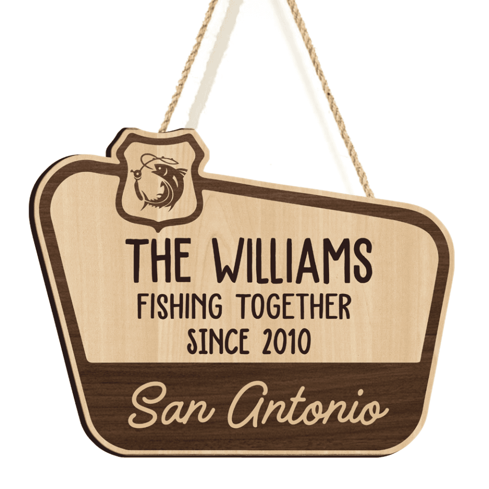 Fishing Together Sign -Personalized Wooden Sign Custom Shaped
