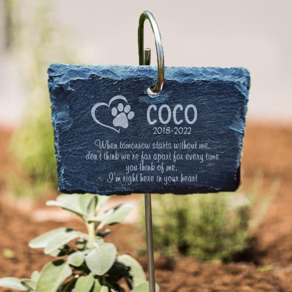 When Tomorrow Starts Without Me Garden Slate, Personalized Pet Memorial Plaque And Hook, Thoughtful Garden Gift, Bereavement Gift, Garden Memorial, Sympathy Gift.