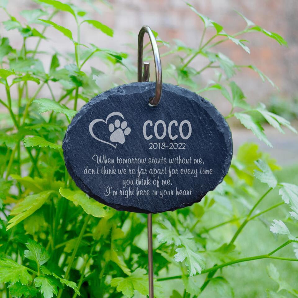 When Tomorrow Starts Without Me Garden Slate, Personalized Pet Memorial Plaque And Hook, Thoughtful Garden Gift, Bereavement Gift, Garden Memorial, Sympathy Gift.