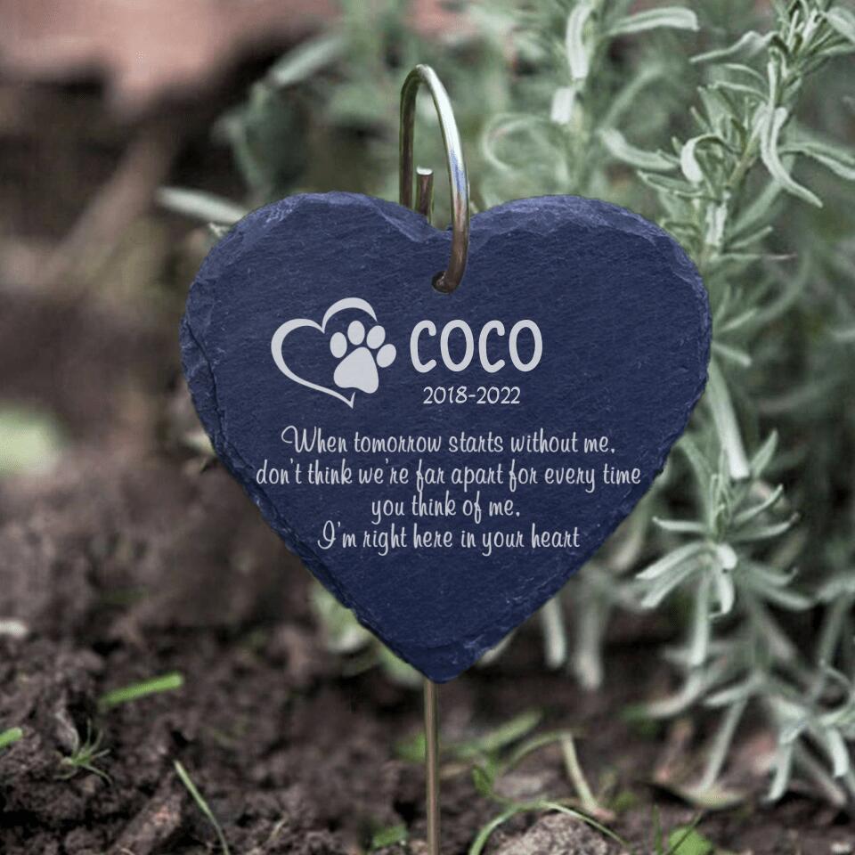 When Tomorrow Starts Without Me Garden Slate, Personalized Pet Memorial Plaque And Hook, Thoughtful Garden Gift, Bereavement Gift, Garden Memorial, Sympathy Gift.