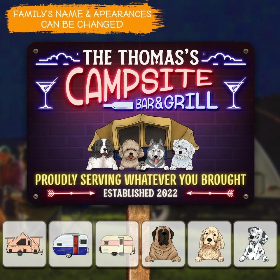 Campsite Bar & Grill - Personalized Metal Sign