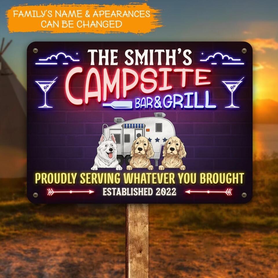 Campsite Bar & Grill - Personalized Metal Sign