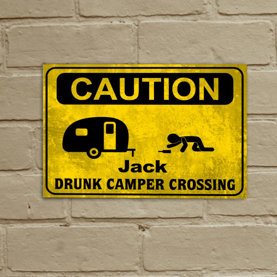 Drunk Camper Crossing - Personalized Metal sign