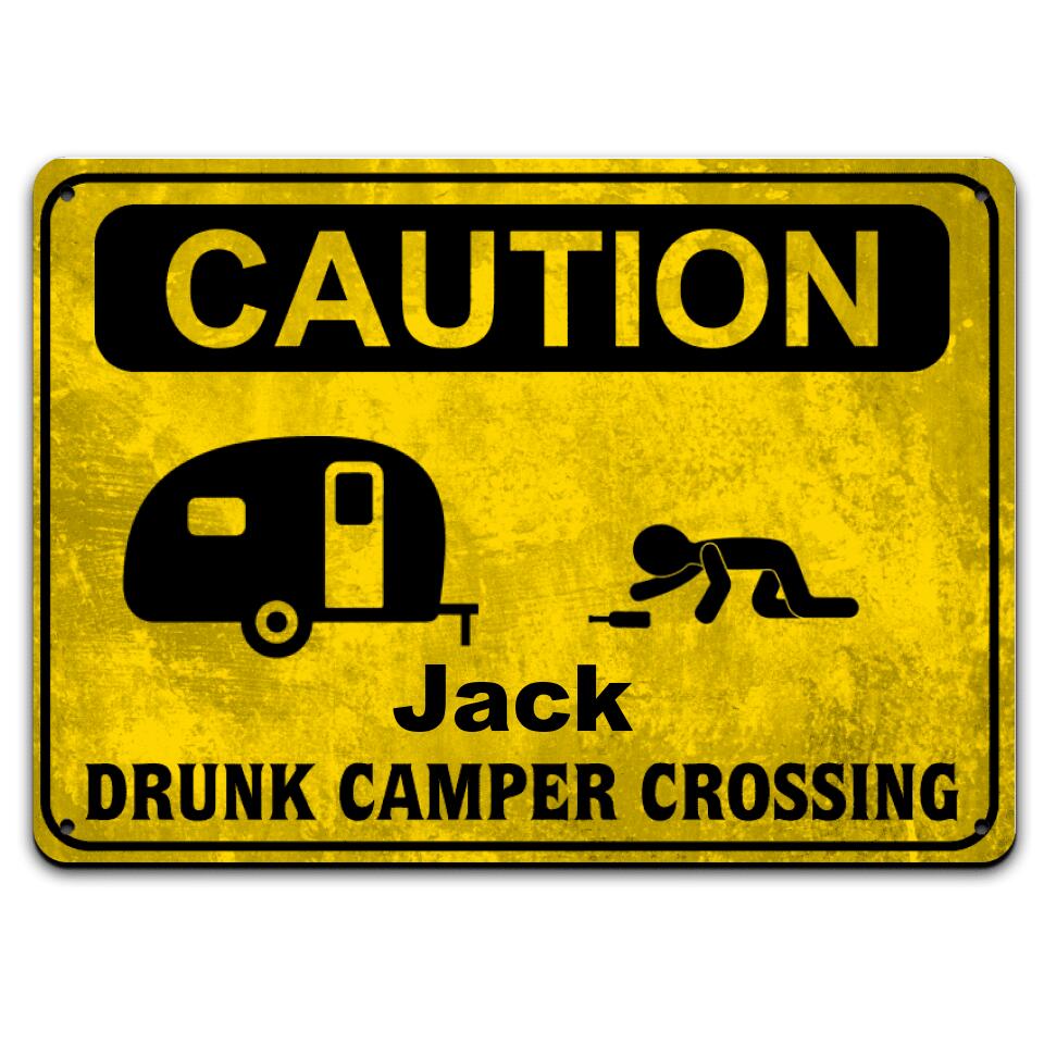 Drunk Camper Crossing - Personalized Metal sign