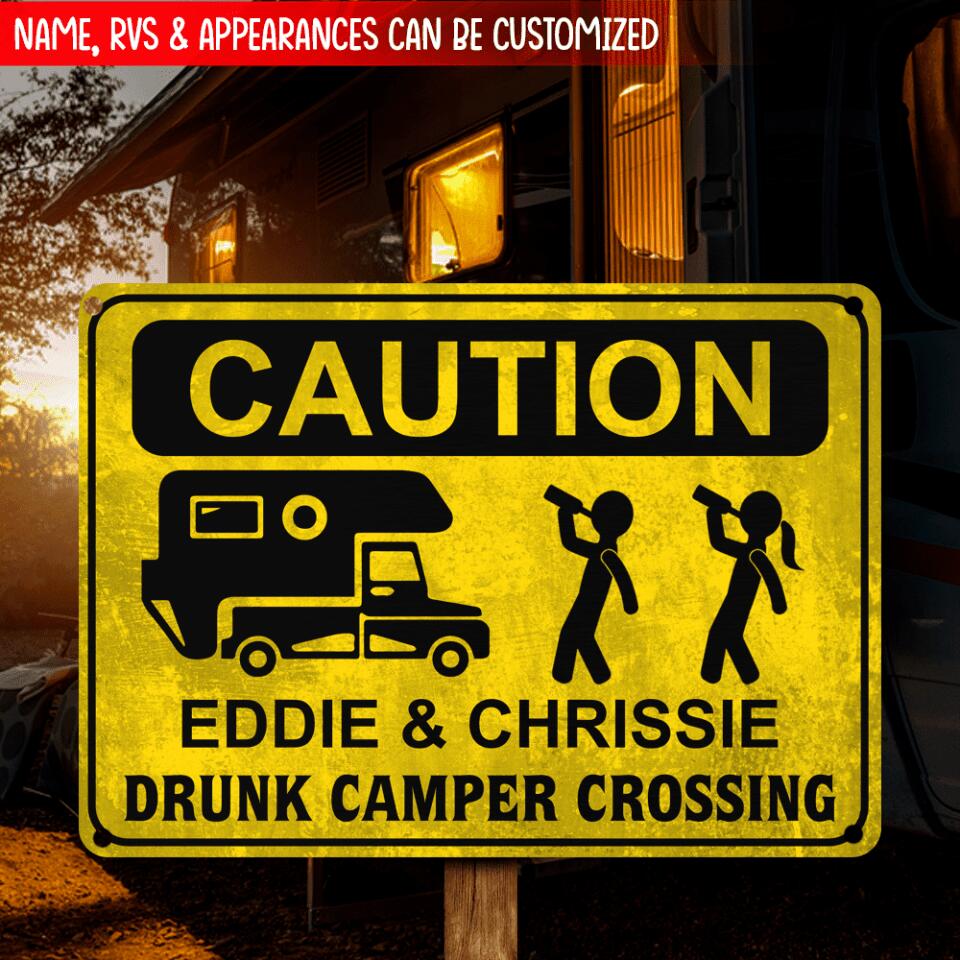 Drunk Camper Crossing - Personalized Metal sign