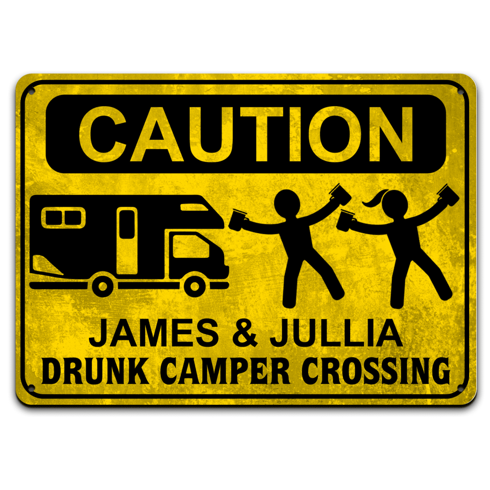 Drunk Camper Crossing - Personalized Metal sign
