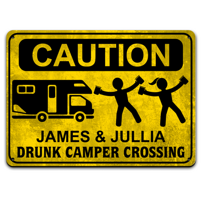 Drunk Camper Crossing - Personalized Metal sign
