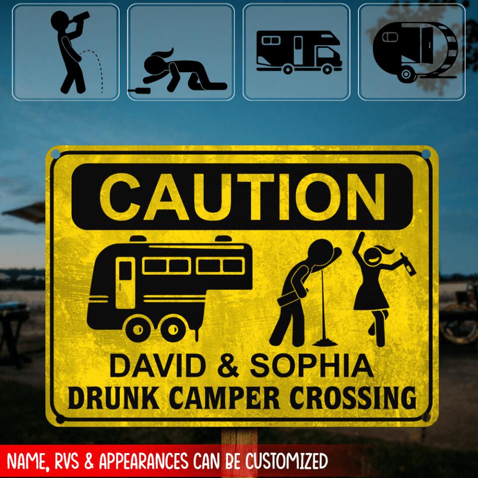 Drunk Camper Crossing - Personalized Metal sign