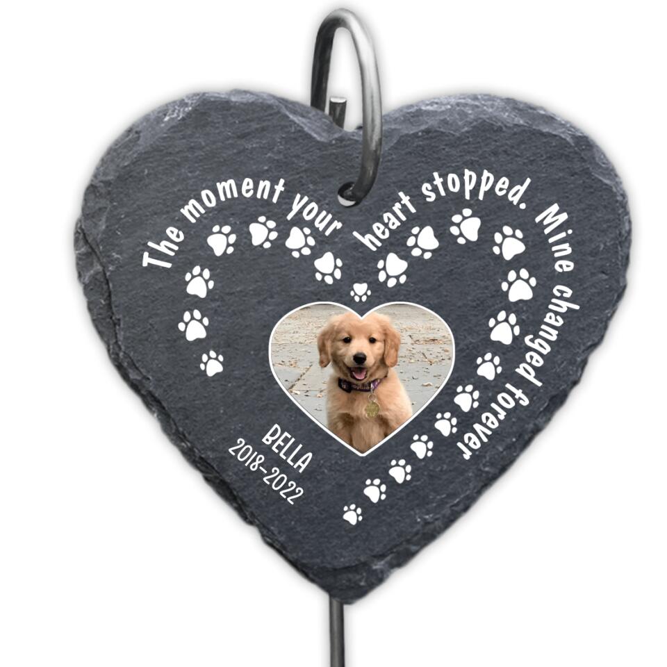 Custom Dog Photo, The Moment Your Heart Stopped - Personalized Garden Slate, Pet Memorial, Pet Loss Gift, Bereavement Gift