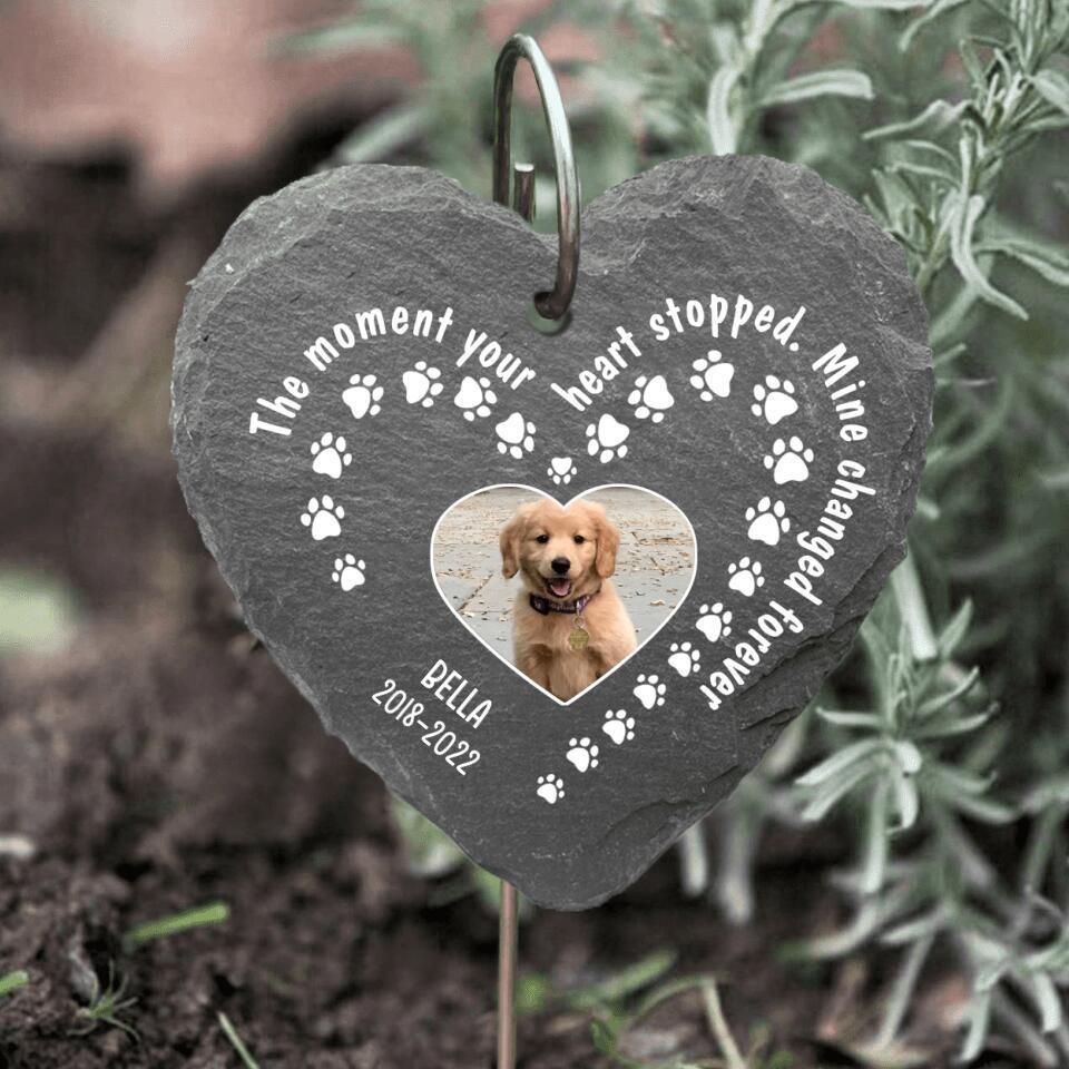 Custom Dog Photo, The Moment Your Heart Stopped - Personalized Garden Slate, Pet Memorial, Pet Loss Gift, Bereavement Gift