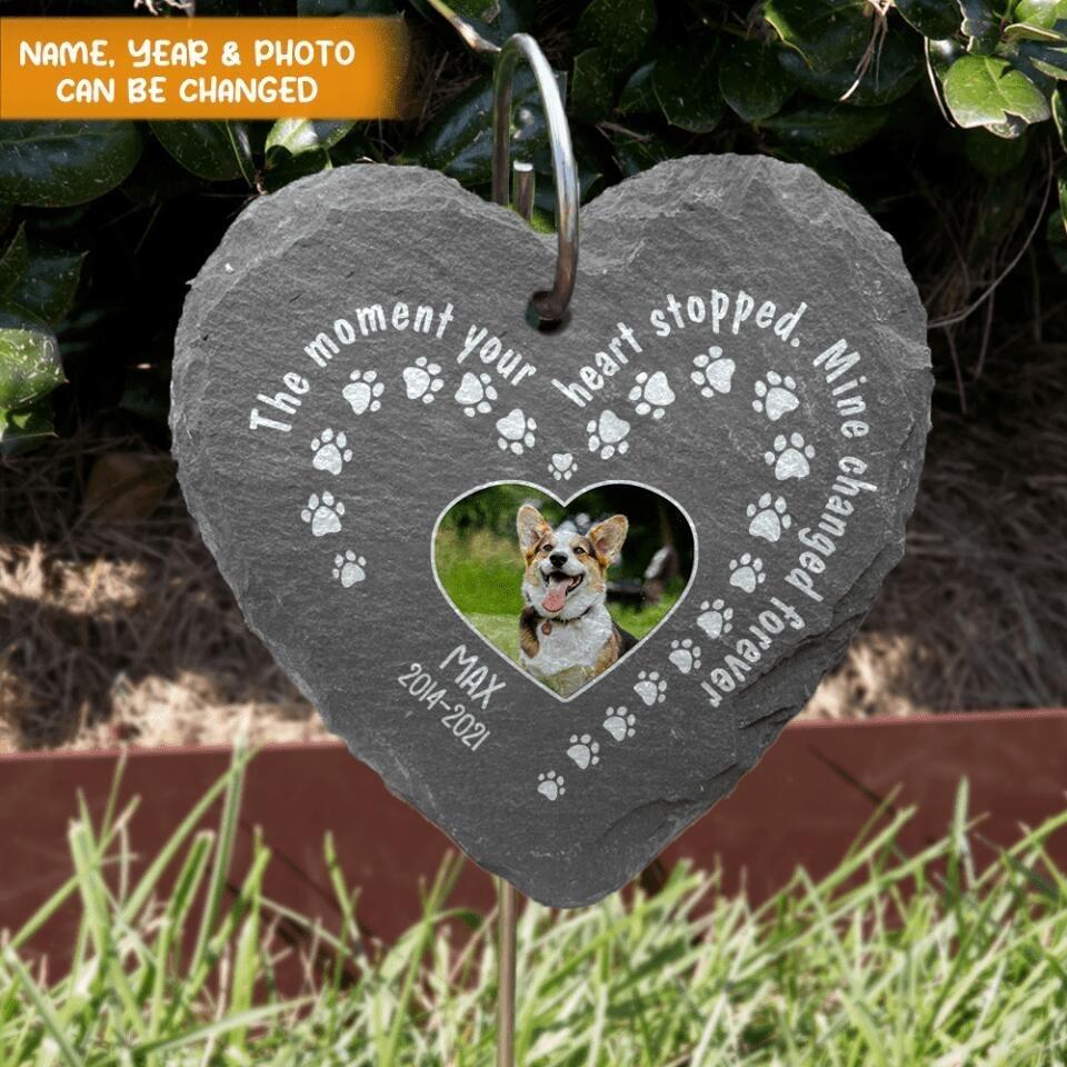 Custom Dog Photo, The Moment Your Heart Stopped - Personalized Garden Slate, Pet Memorial, Pet Loss Gift, Bereavement Gift
