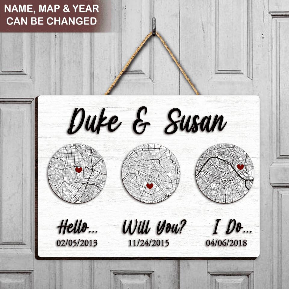 Hello, Will You? I Do Wooden Sign Anniversary Gift | Custom 2 Layer Sign | Gift Idea For Anniversary