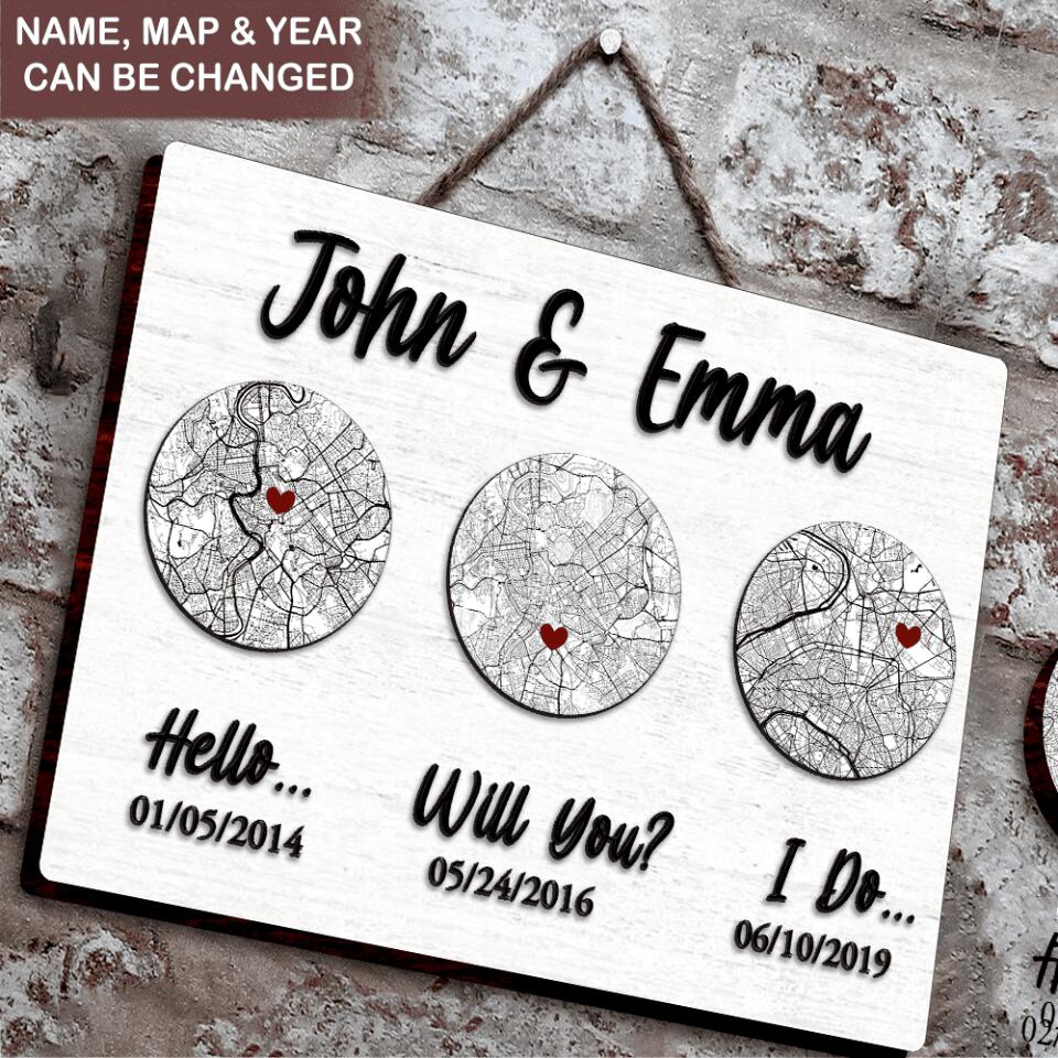 Hello, Will You? I Do Wooden Sign Anniversary Gift | Custom 2 Layer Sign | Gift Idea For Anniversary