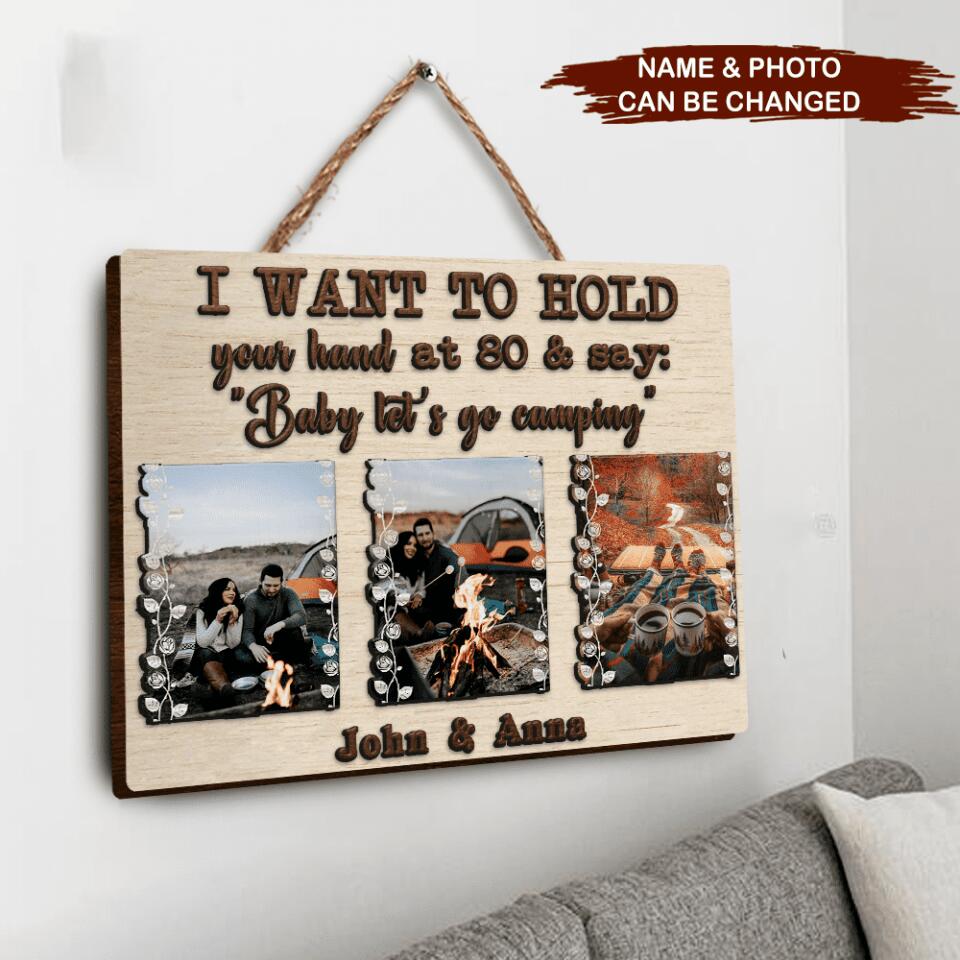 I Want To Hold Your Hand - Personalized Wooden Sign 2 Layer
