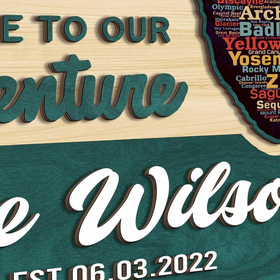 Name Of National Park In Welcome Sign - Custom 2 Layer Door Sign For Campers