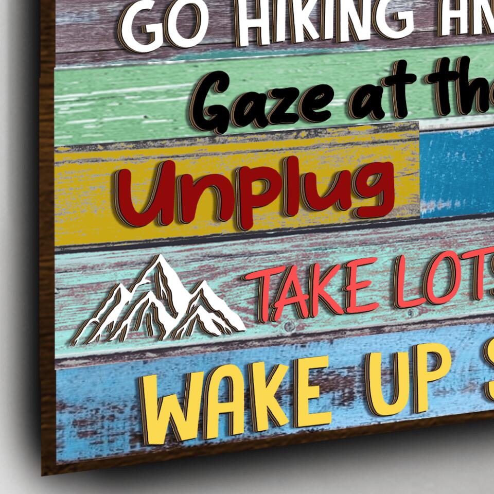 Camping Rules Sit By The Campfire - Personalized Wooden Sign 2 Layer