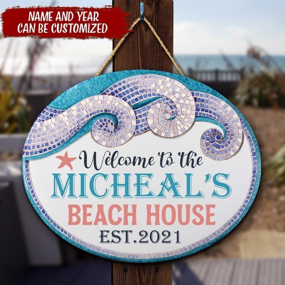 Welcome To The Beach House - Personalized Door Sign
