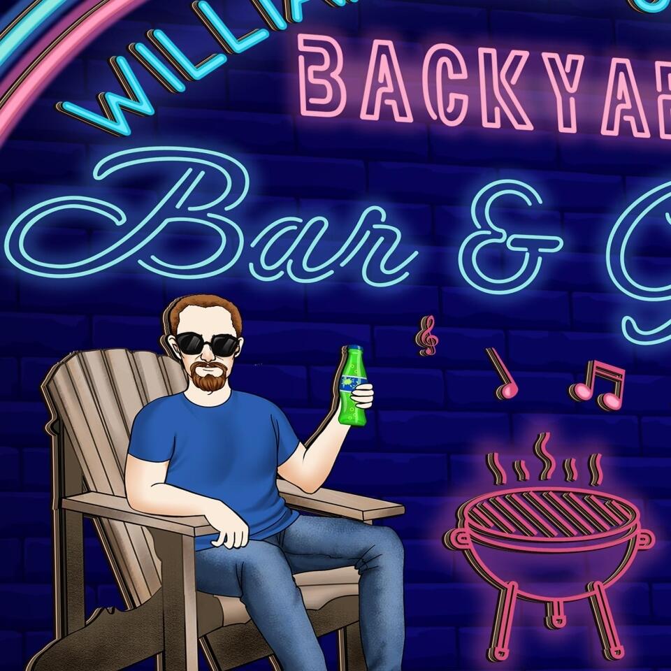 Backyard Bar & Grill Door Sign, Friends & Family Gather Here To Make Life Long Memories, Custom 2 Layer Wooden Door Sign