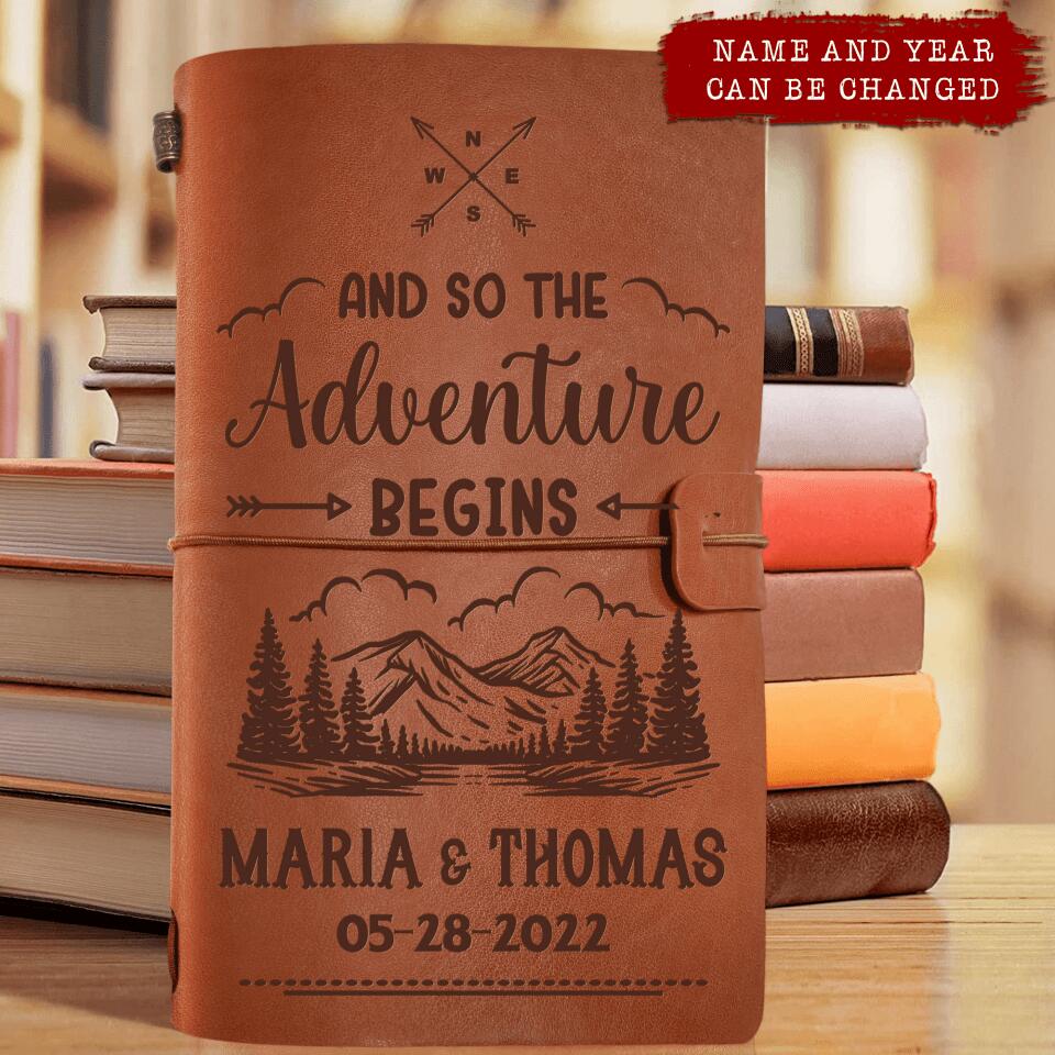 And So The Adventure Begins - Personalized Camping Notebook, Vintage Journal