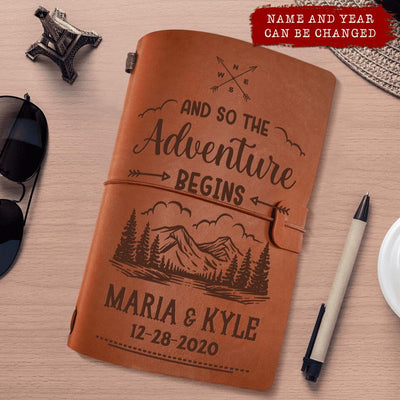 And So The Adventure Begins - Personalized Camping Notebook, Vintage Journal