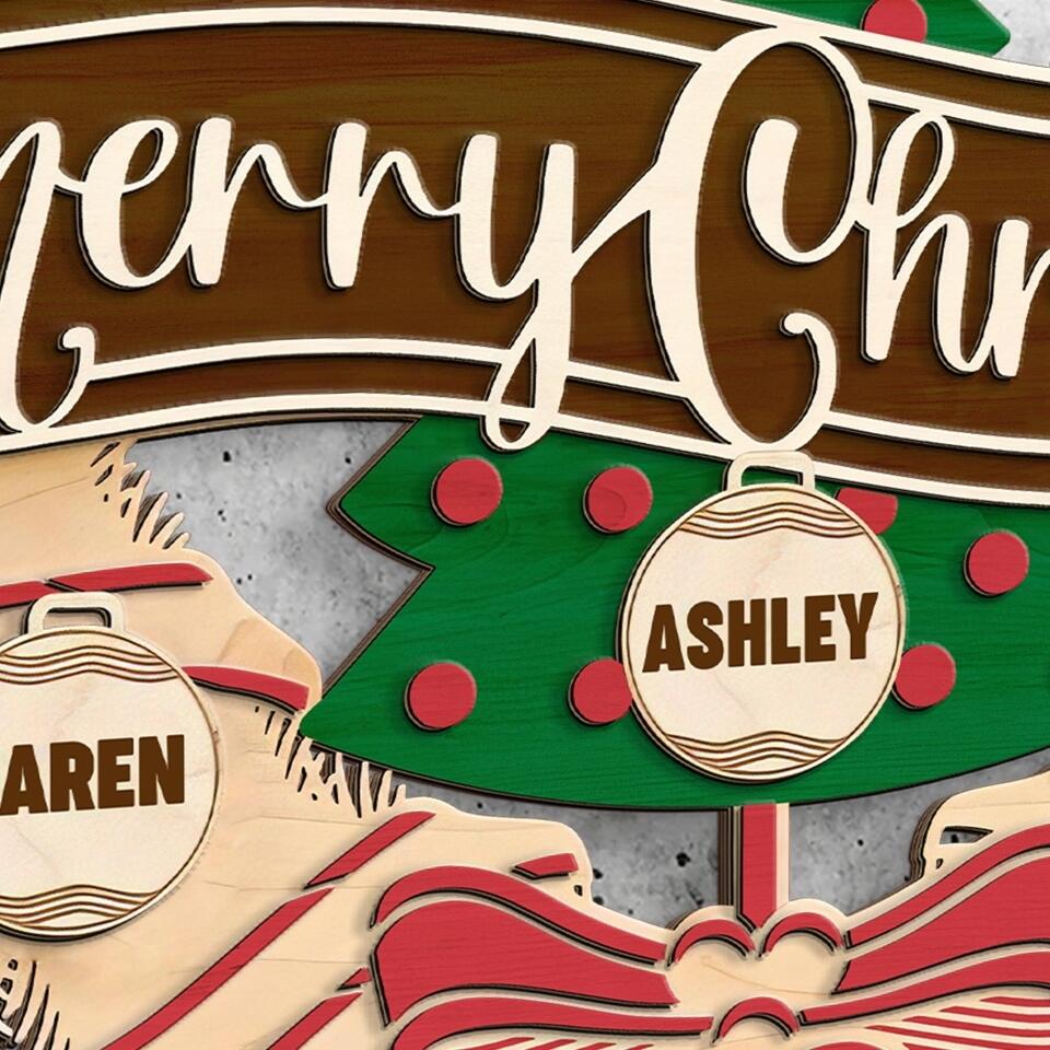 Custom Christmas Wreath Shape - 2 Layers Wooden Door Sign