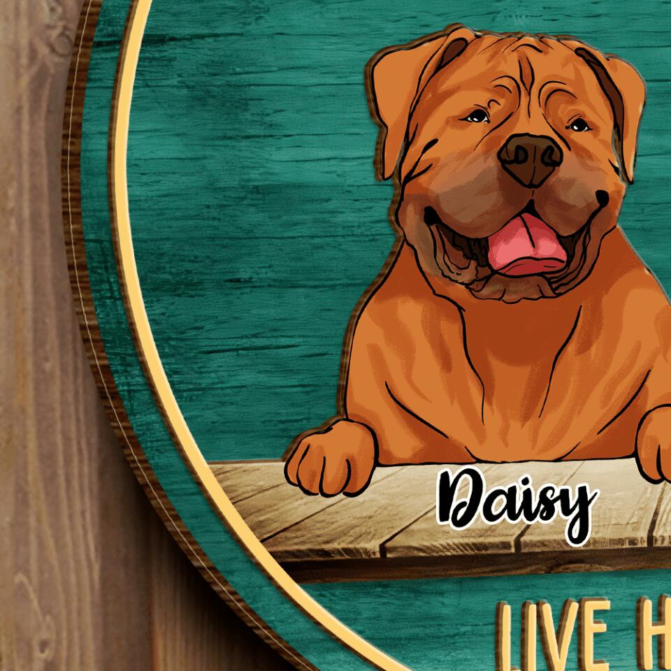 Welcome To Dog's House - Personalized 2 Layer Round Wooden Sign