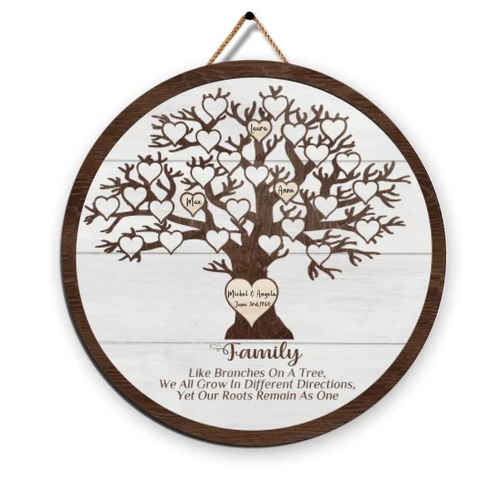 Family Tree Sign, Gift For Family - Personalized Wooden Sign 2 Layer
