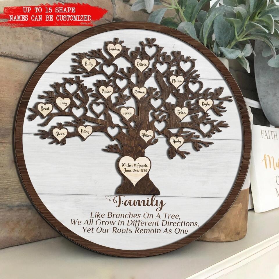 Family Tree Sign, Gift For Family - Personalized Wooden Sign 2 Layer