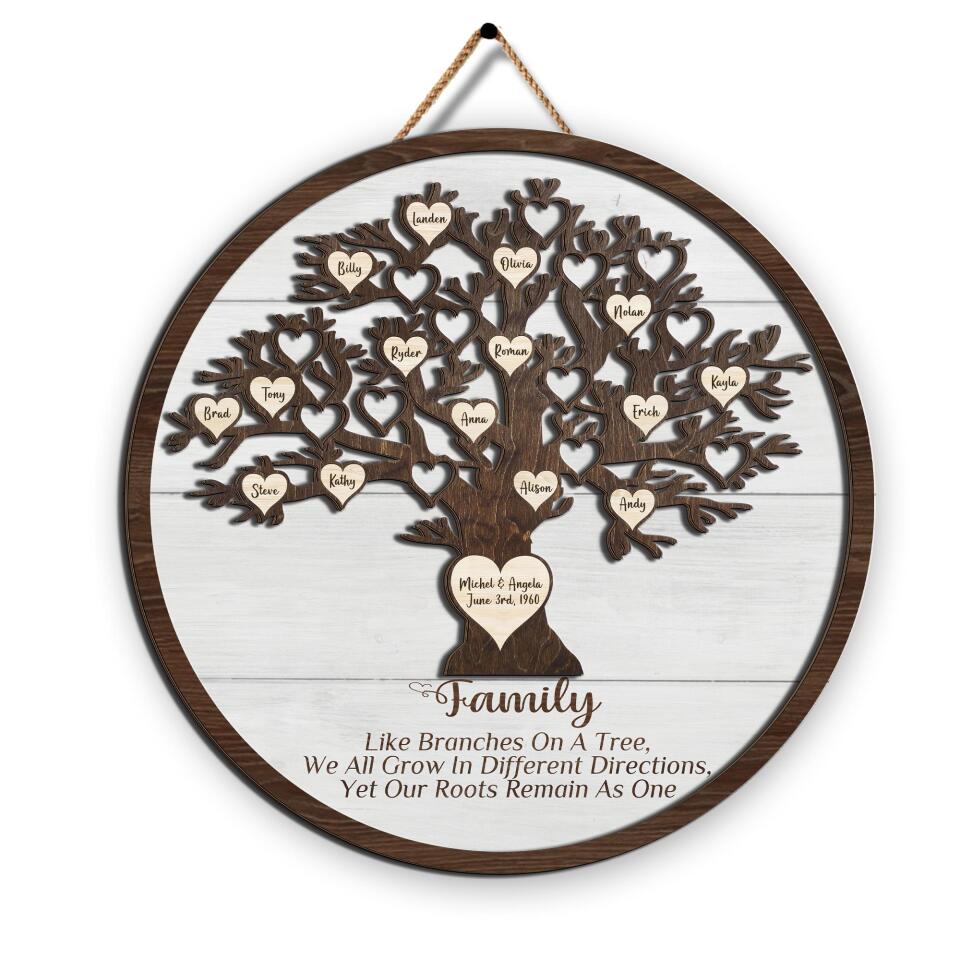 Family Tree Sign, Gift For Family - Personalized Wooden Sign 2 Layer