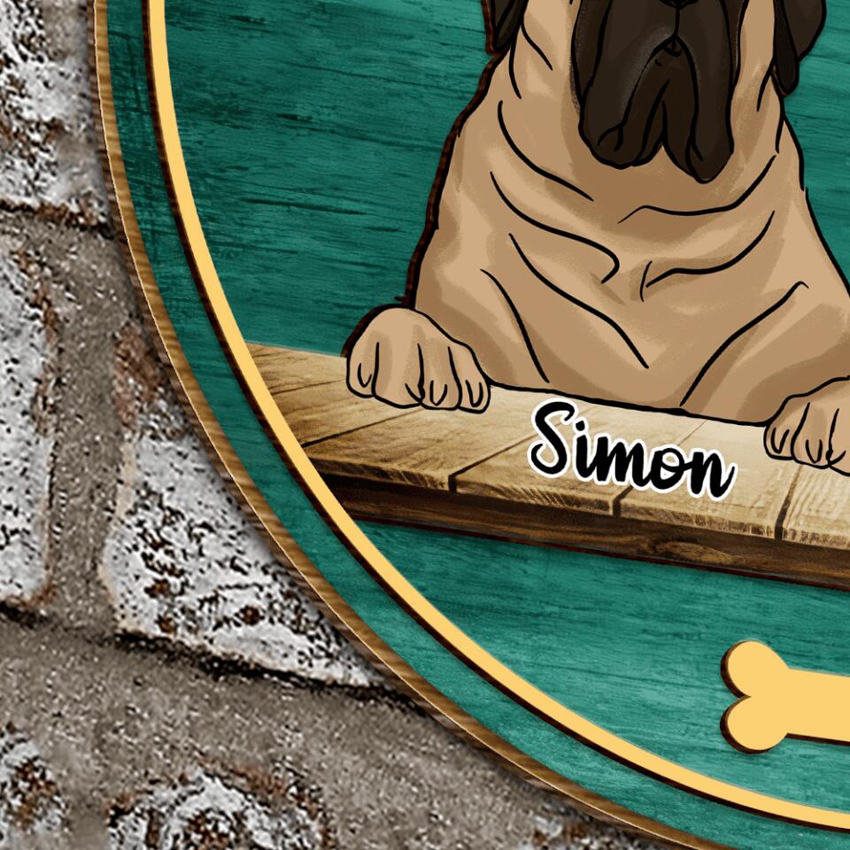 Welcome To The Dog's House - Personalized 2 Layer Round Wooden Sign