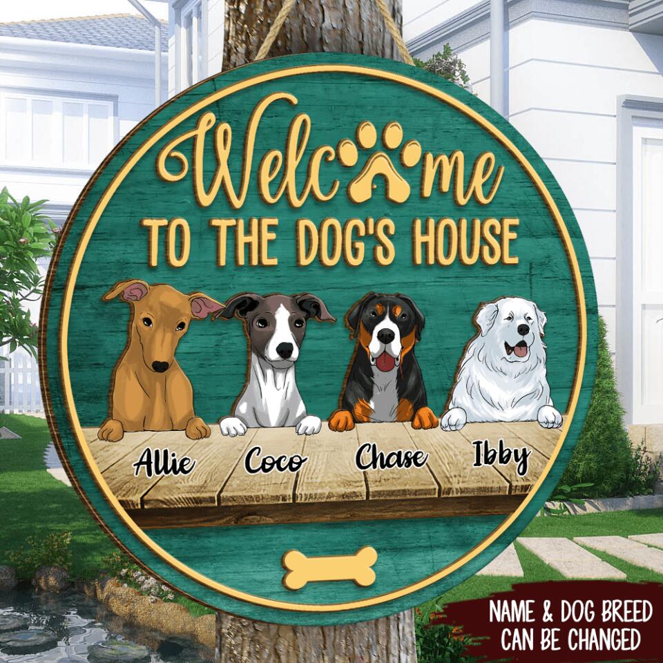 Welcome To The Dog's House - Personalized 2 Layer Round Wooden Sign