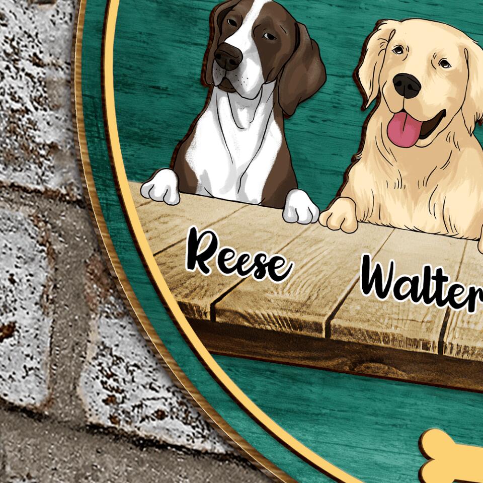 Warning This Property Is Protected By The Dog - Personalized 2 Layer Round Wooden Sign