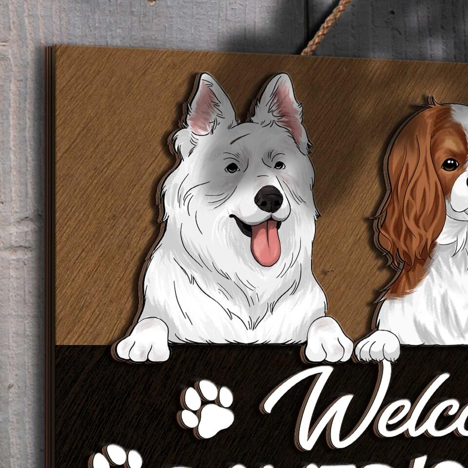 Welcome To Dog's House - Personalized 2 Layer Rectangle Wooden Sign