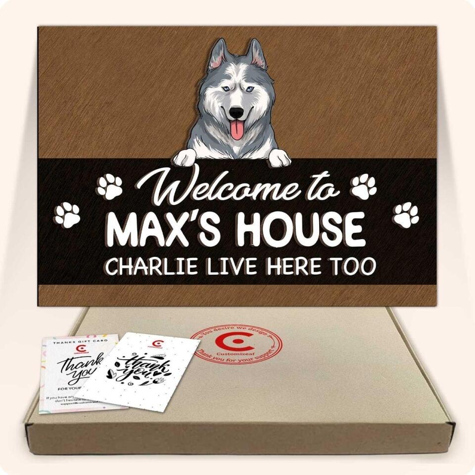 Welcome To Dog's House - Personalized 2 Layer Rectangle Wooden Sign