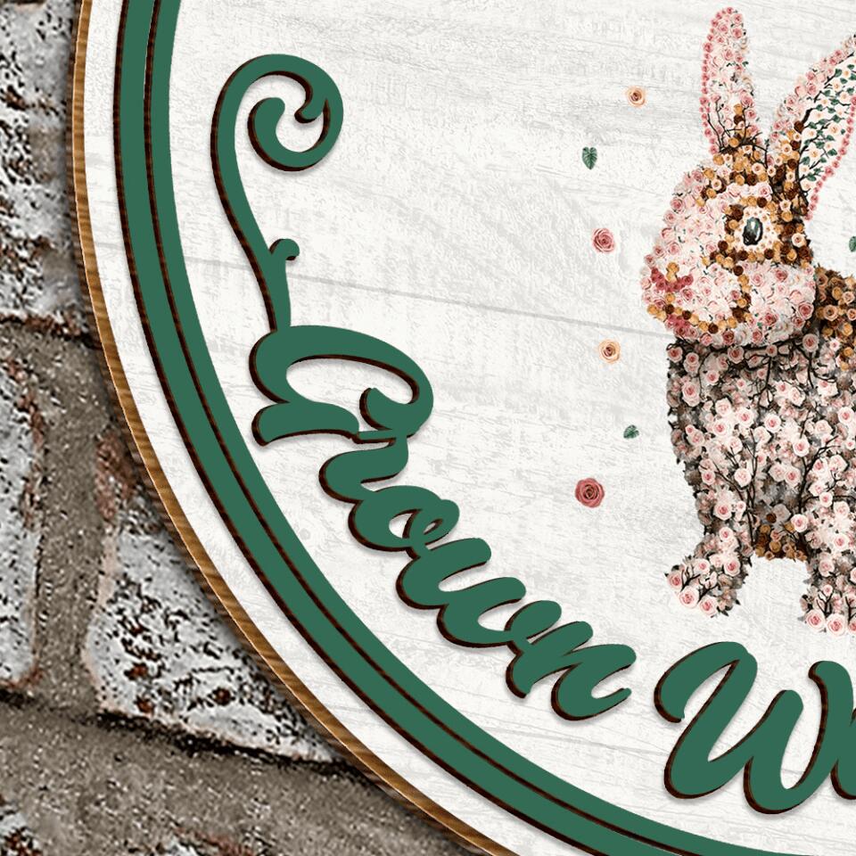 Gardening Grown With Love - Personalized 2 Layer Sign, Round Shape