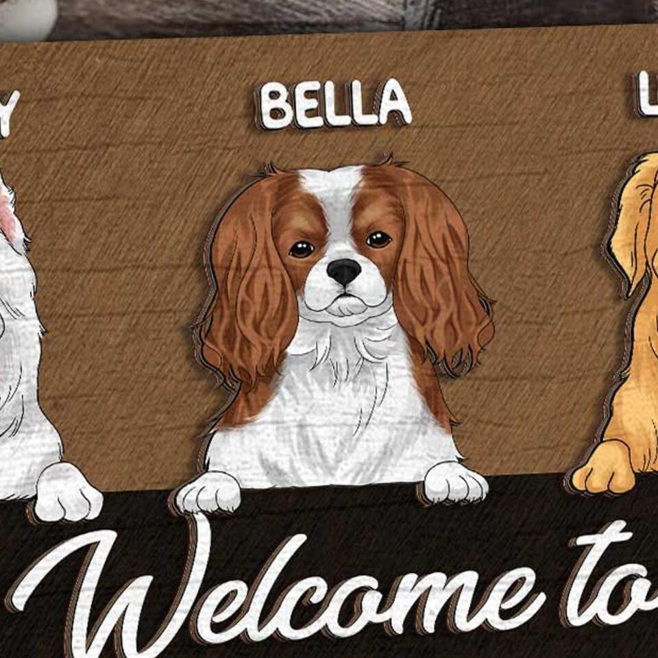 Crazy Dogs Lives Here. Do not knock! They Will Bark, I Will Yell. It Will Get Real - Personalized 2 Layer Rectangle Wooden Sign