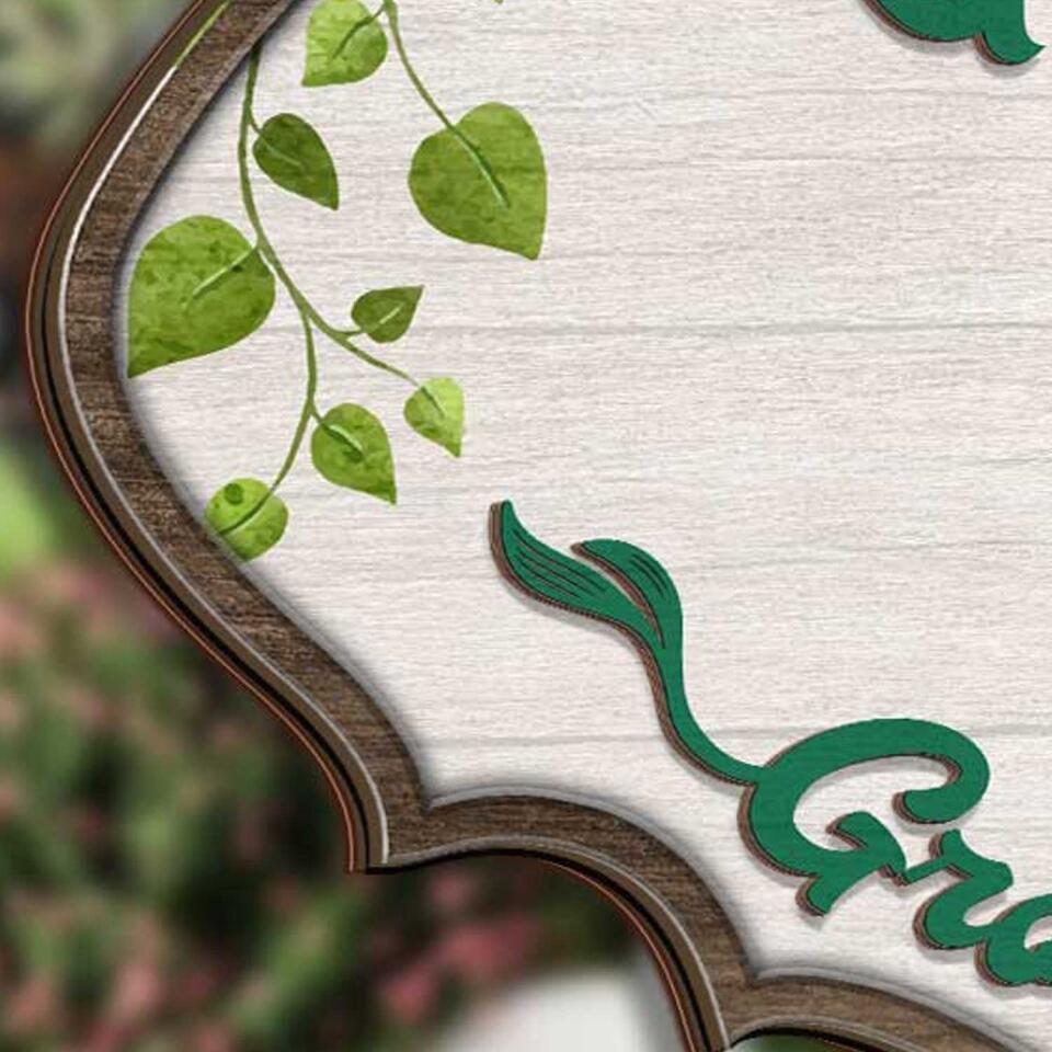 Gardening Grown With Love - Personalized 2 Layer Sign, Custom Shape