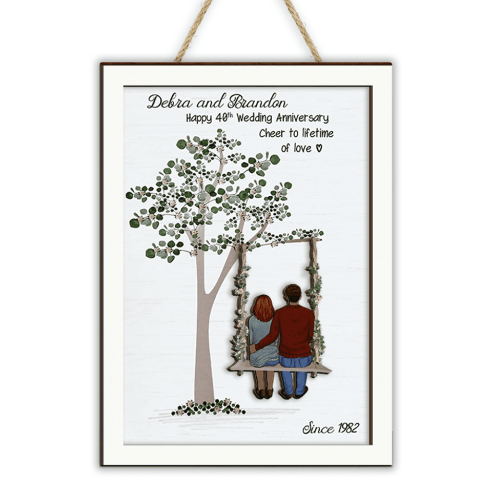 Personalized Anniversary 2 Layer Wooden Sign | Ruby Anniversary Personalized Gift