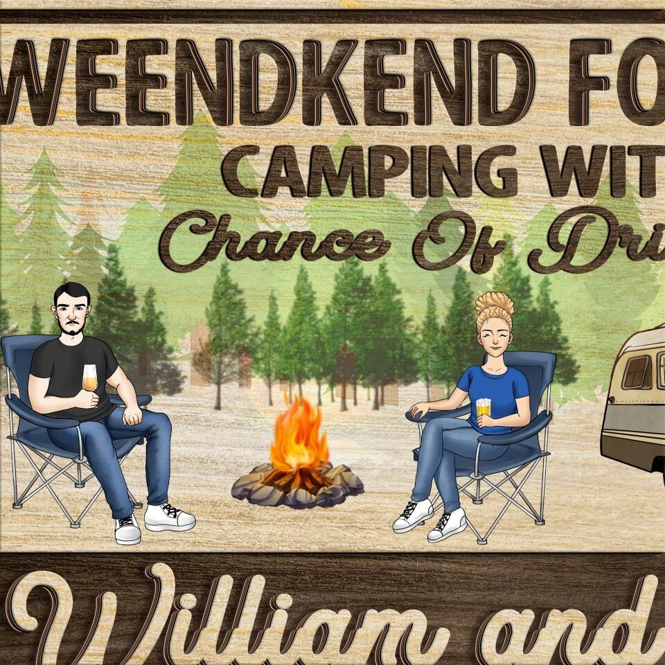 Weekend Forecast Camping With A Chance Of Drinking - Personalized 2 Layer, Rectangle Shape