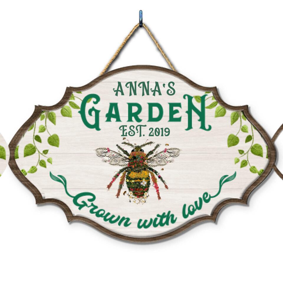 Gardening Grown With Love - Personalized 2 Layer Sign, Custom Shape