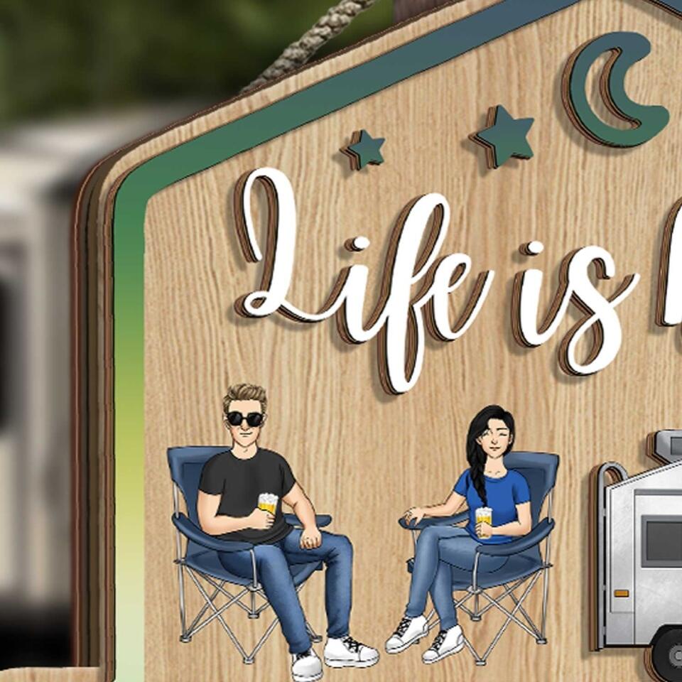 Life Is Better Around The Campfire - Personalized 2 Layer Sign, Custom Shape