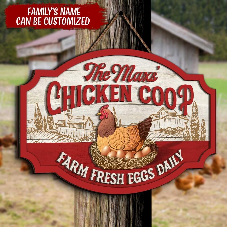 Chicken Coop Farm Fresh Eggs Daily - Personalized 2 Layer Sign