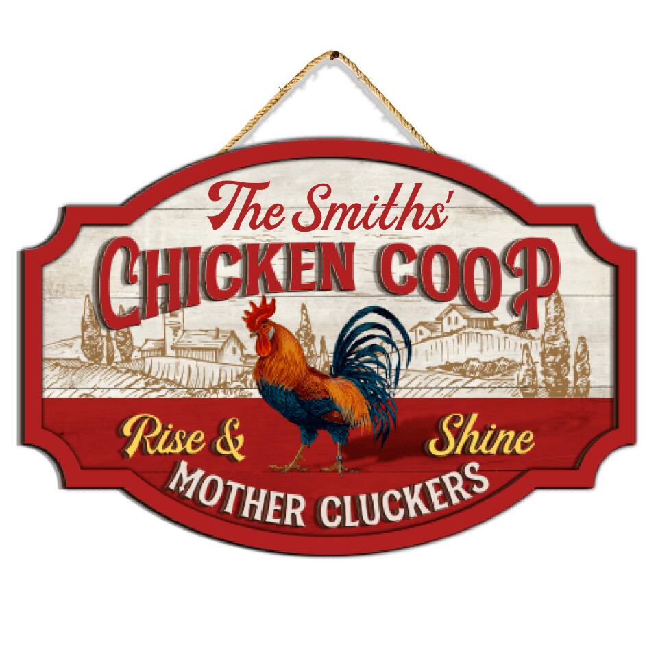 Chicken Coop Rise & Shine Mother Cluckers - Personalized 2 Layer Sign